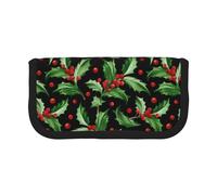 BYwenhopnbs Trousse à Crayons Grande capacité en Toile avec Motif Joyeux Noël et Houx pour Filles