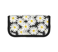 BYwenhopnbs Trousse à Crayons Grande capacité en Toile avec Motif Marguerite Noire et Blanche pour Filles