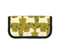 BYwenhopnbs Trousse à Crayons Grande capacité en Toile avec Silhouette de Chien et Animaux des Highlands de l'Ouest pour Filles