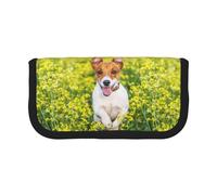 BYwenhopnbs Trousse à Crayons Grande capacité en Toile Motif Jack Russell, Motif Prairie Fleurie, pour Filles