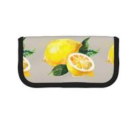 BYwenhopnbs Trousse à Crayons Grande capacité, Motif Aquarelle, Fruits d'été, Citrons, Feuilles Vertes, Trousse en Toile pour Filles