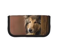 BYwenhopnbs Trousse à Crayons Grande capacité, Trousse à Crayons en Toile pour Filles, Motif Chien de Race Rough Collie Lassie, Gros Chien Duveteux