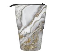 BYwenhopnbs Trousse à Crayons télescopique Effet marbre Liquide Gris - Perle et Or