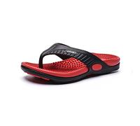BYWXW Tongs réflexologie Plantaire Pantoufles,Tongs Homme Sandales de Sports Soutien de Voûte Plantaire Flip Flop Chaussures de Plage et Piscine Antidérapant Pantoufles(Size:EU 45,Color:Rouge)