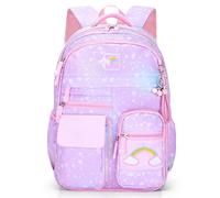 BYXEPA Cartable Fille Primaire, Sac a dos Enfants Fille 40 x 30 x 17 cm, Joli Cartable à Compartiments pour Filles, Enfant, étudiants de L'école élémentaire, Rose