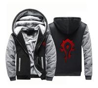 BYXLMS Pull pour Hommes pour La Horde/Warcraft World Sweats à Capuche zippés Vestes Polaires Vêtements d’extérieur Lourds Automne Hiver Sweat-Shirt Tops pour Hommes-Black Gray A||XXL