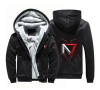 BYXLMS Sweats à Capuche en Polaire pour Hommes, Manteaux épais Chauds pour Mass Effect N7 Sweat-Shirt à Fermeture éclair complète Pull à Capuche Automne Hiver Vestes Tops-Black A||L