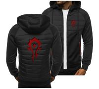 BYXLMS Sweats à Capuche légers pour Hommes pour Warcraft World/pour la Horde Vestes décontractées Pull à Capuche Chaud zippé pour Hommes-Black A||3XL