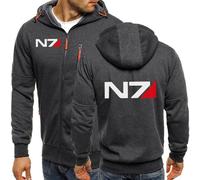 BYXLMS Sweats à Capuche pour Hommes pour Mass Effect N7 Zip Up Sweats à Capuche à Manches Longues pour Hommes-Dark Grey A||XL