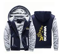 BYXLMS Sweats à Capuche zippés pour Hommes Vestes Polaires Scania Sweat-Shirts à Capuche épais et Chauds Manteaux à enfilage doublés Thermiques Tops pour Hommes-Dark Blue A||XXL