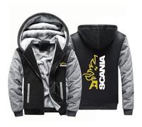 BYXLMS Sweats à Capuche zippés pour Hommes Vestes Polaires Scania Sweat-Shirts à Capuche épais et Chauds Manteaux à enfilage doublés Thermiques Tops pour Hommes-Black Gray A||M