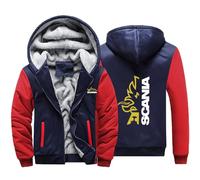 BYXLMS Sweats à Capuche zippés pour Hommes Vestes Polaires Scania Sweat-Shirts à Capuche épais et Chauds Manteaux à enfilage doublés Thermiques Tops pour Hommes-Red Blue A||3XL