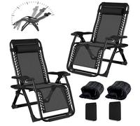 BYYBOU Chaise Longue Jardin Exterieur Pliante - Fauteuil Relax Jardin Exterieur avec Coussin et Housse - Transat Aluminium Pliable Confortable et Design pour Terrasse Plage ou Piscine - Noir-65cm