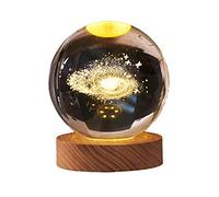 BYYLECL Boule de cristal planètes 3D, modèle miniature gravé, veilleuse pour la maison, le bureau, décoration de boule de cristal lumineuse, cadeaux d'astronomie pour enfants