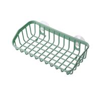 BYYLECL Panier d'évier de cuisine en plastique avec double ventouses, porte-éponge pour évier de cuisine pour éponge brosse bouchon d'évier A vert