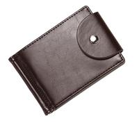 BYYLECL Portefeuille pour homme, fait à la main en cuir synthétique vintage avec 3 emplacements pour cartes et pince à billets porte-cartes de visite - Fermeture à bouton, marron