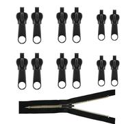BYYT 12PCS Curseur Fermeture Eclair,Curseur Fermeture Eclair Clipsable,Tirette Fermeture Eclair Remplacement,Kit Réparation Fermeture éclair,Détachable Zipper pour Veste, Manteau, Valise