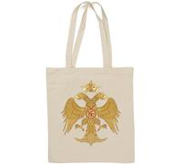 Byzantine Empire Sac fourre-tout en coton naturel avec deux têtes d'aigle Blanc
