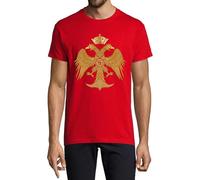 Byzantine Empire Two Headed Eagle Coat of Arms Byzance Crew Neck Cotton T-Shirt Homme Rouge, Rouge, L