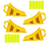 BYZESTY 4 Pièces Cales De Roue en PE Plastique 20 * 12 * 11cm, Cale De Roue avec Poignée et 10 Autocollants Réfléchissants, Cale Roue Voiture, Cales de Frein pour Voiture, Remorque, Caravane
