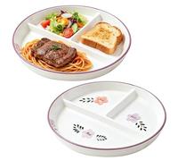BYZESTY Assiette Compartiment Adulte,2 Pièces 20CM Assiette Divisée En Céramique,Assiettes Divisées En Céramique,Assiette Controle De Portion Pour Adultes,Salades,Desserts,Collations,Fêtes,Goûters