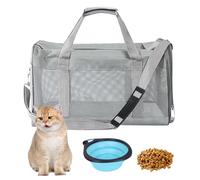 BYZESTY Boîte de transport pliable pour chat et chien - Avec gamelle pour chien - 42 x 27 x 28 cm (gris)