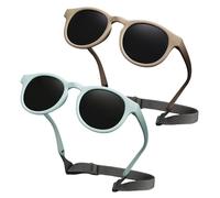 BYZESTY Lot de 2 paires de lunettes de soleil polarisées pour bébé de 0 à 36 mois, avec sangle réglable, protection UV400 polarisée, pour garçons et filles