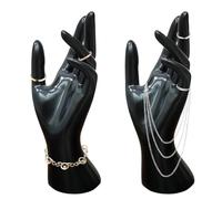 BYZESTY Lot de 2 présentoirs à bijoux pour bracelets, bagues et colliers - Modèle de main féminine - Noir