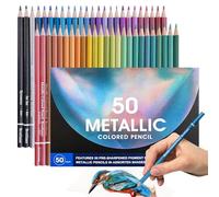 BYZESTY Lot de 50 Crayons de Couleur Métallisés pour Adultes - Brillants et Multicolores pour Dessin, Mélange, Croquis - Idéal pour Débutants et Coloristes