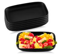 BYZESTY - Lot de 6 assiettes de service en porcelaine de qualité supérieure - Noir - 15,5 x 9,1 cm - Assiettes à entrées, à sushi, à dessert, de service, plates, à mezzé pour sushi et dessert