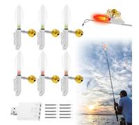 BYZESTY Lot de 6 Détecteurs de Touche de pêche, Ccloches d'alarme de Pêcheavec Lampe de LED, Alarme de Touche électronique avec Chargeur et Batterie pour la Pêche