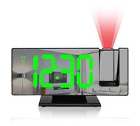 BYZESTY Reveil Projecteur Plafond, Réveil Numérique Projecteur 180°, Horloge Digitale LED avec Grand Écran, 3 Niveaux de Luminosité, Snooze, Affichage de la Date, Température, Alimenté par USB
