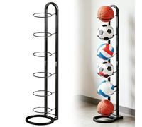 BYZESTY Support De Balle Verticale À 6 Niveaux, Support De Rangement Vertical pour Balles, Organiseur De Basket-Ball, Porte Ballon Basket, Support Ballon Foot, Verticale Support Ballon Basket