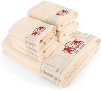 BZ Luxury Lot Serviette Crème 8 pièces -2 Serviettes de Douche 2 Serviette pour Le Visage 4 Gants | Bambou & Coton-Douces absorbantes & durables -pour Salle de Bain invités Spa |Certifiées Oeko-TEX