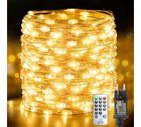 Bzavor Guirlande lumineuse d'intérieur avec 100 LED - 10 m - Avec prise et fonction mémoire - En fil de cuivre - Avec minuteur - 8 modes - Étanche IP65 - Pour Noël, chambre, fête, mariage, jardin
