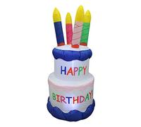 BZB Goods Gâteau d'anniversaire Gonflable de 1,8 m de Haut avec 4 Bougies pour extérieur et intérieur - Décorations de Vacances - Décoration de Cour Lumineuse - Pelouse géante Gonflable - Décoration