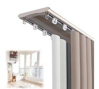 BZCKBZ Curtain Rail Ceiling Mount Double Track Room Divider Rod with Mute Rollers for Privacy in Open Rooms (Indoor/Outdoor) Easy Install(Champagne,13.8FT)