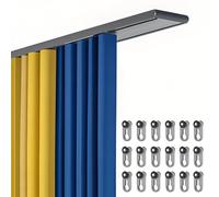 BZCKBZ Double Row Curtain Track Silent Curtain Rail Heavy Duty Ceiling Track, 26.5″ ~ 236.5″ Aluminum Straight Rail for Indoor and Outdoor(Gray,153.5 in)