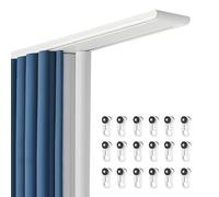 BZCKBZ Double Row Curtain Track Silent Curtain Rail Heavy Duty Ceiling Track, 26.5″ ~ 236.5″ Aluminum Straight Rail for Indoor and Outdoor(White,95.0 in)