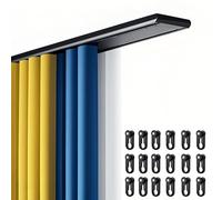 BZCKBZ Double Row Curtain Track Silent Curtain Rail Heavy Duty Ceiling Track, 26.5″ ~ 236.5″ Aluminum Straight Rail for Indoor and Outdoor(Black,204.0 in)