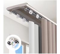 BZCKBZ Heavy-Duty Ceiling Curtain Track with Fittings, Double Rows Rail System for Living Room Or Patio Windows and Room Divider(Champagne,15.1FT)