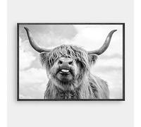 Bzdmly Noir et Blanc liberté Highland Vache Animal Toile Peinture Affiches et Impressions Yak Mur Art Photo décor à la Maison 20x30cm / 7.8"x11.8 sans Cadre