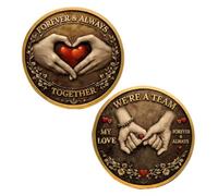 BZFAOEV Pièce commémorative « Mon Amour pour Toujours Toujours Ensemble » Main sur Le cœur Nous Sommes Une équipe Pièce Souvenir Cadeau d'anniversaire pour Les Amoureux