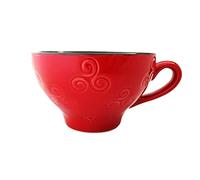 BZH Bolées à cidre Rouges Triskells avec anses, Façonnée à la main et cuite en terre, Grès, Céramique, Classique, Bowl, Boule à cidre, 2.5E+2 milliliters