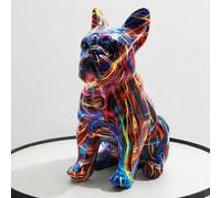 BZHIB Statue de Bouledogue Colorée, Sculpture de Chien Mignon de 21.5 x 15.5 cm, Décor de Bureau et Étagère pour la Maison et le Bureau, Ornement de Table pour le Salon et la Chambre, Cadeau pour les