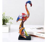BZHIB Statue de flamant rose en résine colorée de 35 cm fabriquée à la main - Décoration d'intérieur pour salon, chambre à coucher, bureau, étagère, centre de table (C, taille unique)