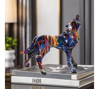 BZHIB Statue de loup de 19 cm de haut, sculpture de loup géométrique graffiti, figurine d'animal pour décoration de maison et d'étude, bibliothèque, bureau, cheminée, figurine de collection (taille A