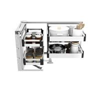 BZJPRFC Armoire D'angle Aveugle Robuste, Organisateur De Rangement Coulissant À 2 Niveaux, Panier Cuisine En Acier Inoxydable, Compatible Ouverture Gauche/droite(Left door open)