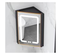 BZJPRFC Armoire Murale Triangulaire avec Casier, Armoire d'angle avec Miroir Et Éclairage, Rangement Suspendu À 2 Étagères, Cadre en PVC Ventilé, for Chambre À Coucher
