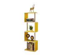 BZJPRFC Bibliothèque Créative À 4 Niveaux, Rangement De Livres en Bois, Organiseur De Magazines sur Pied, for Salon, Chambre À Coucher, Bureau, Capacité De Charge 100 Kg(Yellow)